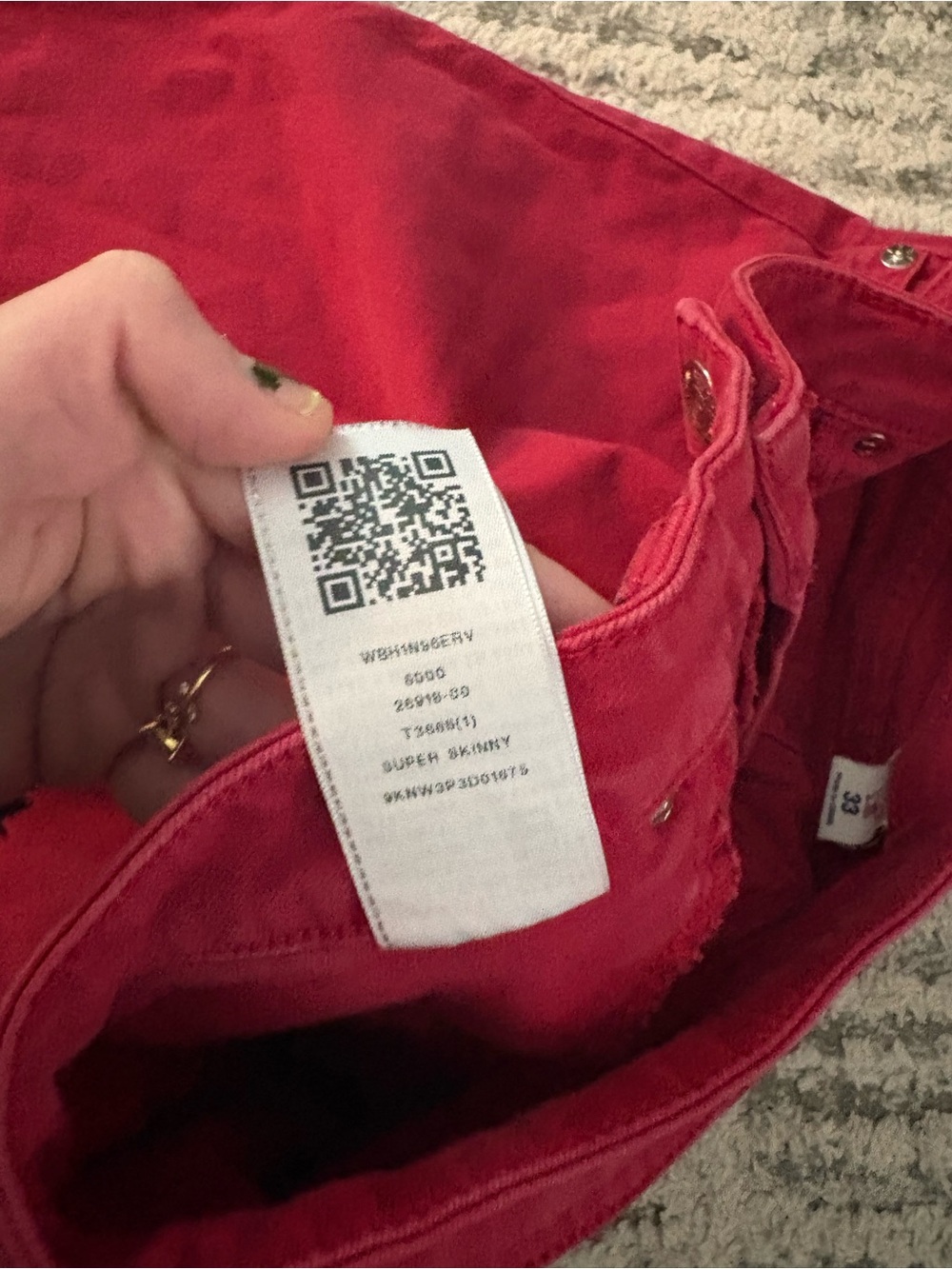 True religion red super skinny straight jeans denim pants size 33 - Picture 5 of 7